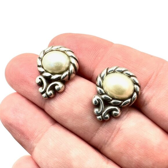 Brighton Womens Earrings Pearl Studs Silver Pierced Earrings - Picture 1 of 3